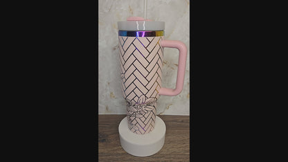 Floral Herringbone Tumbler